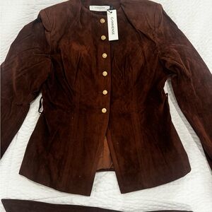 Commense Rich Brown Blazer with Gold Buttons